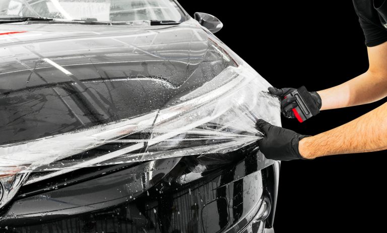 Car,Wrapping,Specialist,Putting,Vinyl,Foil,Or,Film,On,Car.