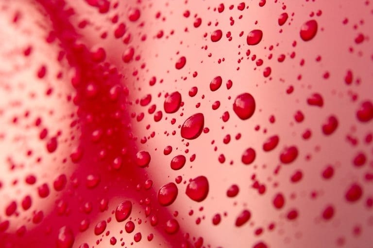 Detail,Of,Water,Drops,On,A,Red,Car,After,The